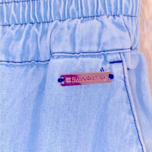 Sweaty Betty $128 Dusk Chambray Blue Wide Leg Culottes Cropped Pants XS EUC - Picture 5 of 13